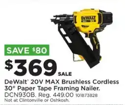 Mills Fleet Farm DeWalt 20V MAX Brushless Cordless 30° Paper Tape Framing Nailer offer