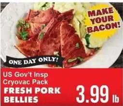 Sullivan's Foods Us Gov't Insp Cryovac Pack Fresh Pork Bellies offer