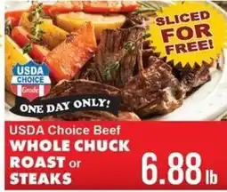 Sullivan's Foods Usda Choice Beef Whole Chuck Roast or Steaks offer