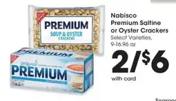 QFC Nabisco Premium Saltine or Oyster Crackers offer
