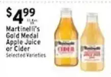 Met Foodmarkets Martinelli's Gold Medal Apple Juice or Cider offer