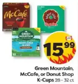 Weis Markets Green Mountain, McCafe, or Donut Shop K-Cups offer