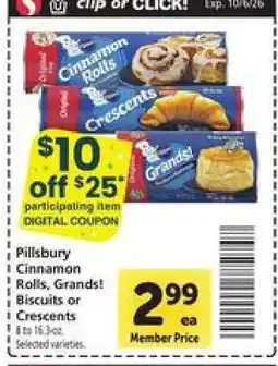 Safeway Pillsbury Cinnamon Rolls, Grands! Biscuits or Crescents offer