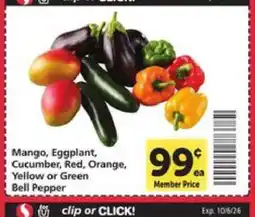 Safeway Mango, Eggplant, Cucumber, Red, Orange, Yellow or Green Bell Pepper offer