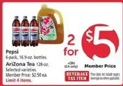 Safeway Pepsi, AriZona Tea offer