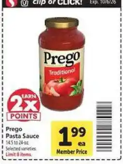 Safeway Prego Pasta Sauce offer