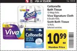 Safeway Cottonelle Bath Tissue, Viva Signature Cloth, Scott Bath Tissue offer