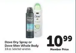 Safeway Dove Dry Spray or Dove Men Whole Body offer