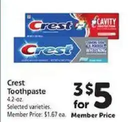 Safeway Crest Toothpaste offer