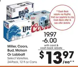Kroger Miller, Coors, Bud, Molson Or Labbatt offer