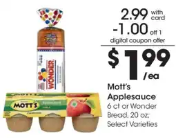 Kroger Mott's Applesauce or Wonder Bread offer