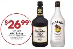 Kroger Wild Turkey, Canadian Club, Malibu offer