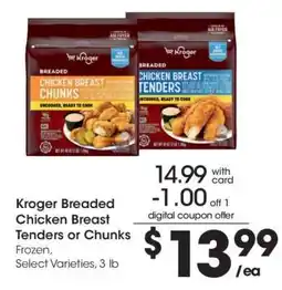 Kroger Kroger Breaded Chicken Breast Tenders or Chunks offer