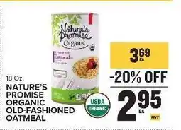 Food Lion Nature's Promise Organic Old-Fashioned Oatmeal offer