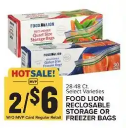 Food Lion FOOD LION RECLOSABLE STORAGE OR FREEZER BAGS offer