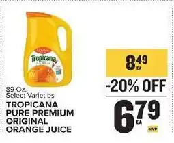 Food Lion TROPICANA PURE PREMIUM ORIGINAL ORANGE JUICE offer
