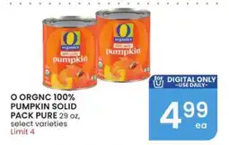 Albertsons O ORGNC 100% PUMPKIN SOLID PACK PURE offer
