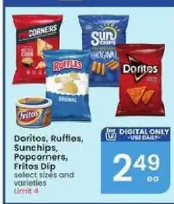 Albertsons Doritos, Ruffles, Sunchips, Popcorners, Fritos Dip offer