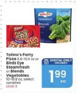 Albertsons Totino's Party Pizza or Bird's Eye Steamfresh or Blends Vegetables offer