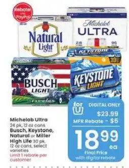 Albertsons Michelob Ultra, Busch, Keystone, Natural or Miller High Life offer