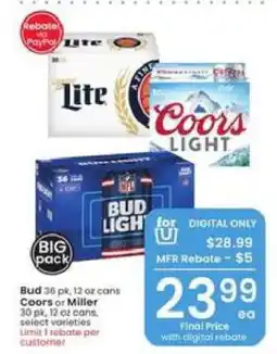 Albertsons Bud, Coors or Miller offer