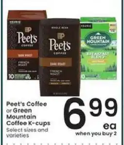 Albertsons Peet's Coffee or Green Mountain Coffee K-cups offer