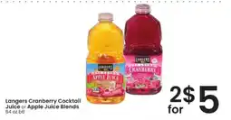 Albertsons Langers Cranberry Cocktail Juice or Apple Juice Blends offer