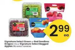 Albertsons Signature Select Green or Red Seedless Grapes or Signature Select Bagged Apples offer