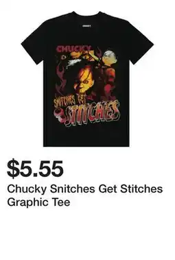 Five Below Chucky Snitches Get Stitches Graphic Tee offer