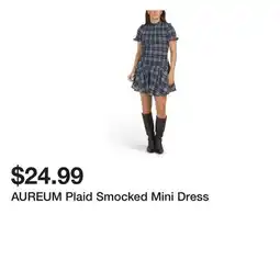 Marshalls AUREUM Plaid Smocked Mini Dress offer