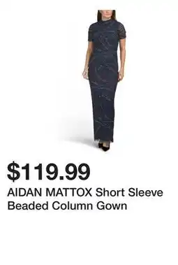 Marshalls AIDAN MATTOX Short Sleeve Beaded Column Gown offer