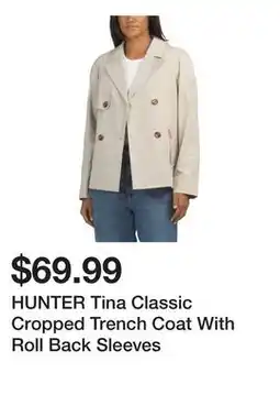 Marshalls HUNTER Tina Classic Cropped Trench Coat With Roll Back Sleeves offer