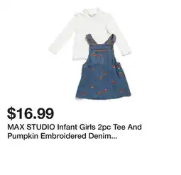 Marshalls MAX STUDIO Infant Girls 2pc Tee And Pumpkin Embroidered Denim Jumper Set offer