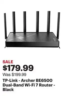 Best Buy TP-Link - Archer BE6500 Dual-Band Wi-Fi 7 Router - Black offer