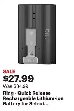 Best Buy Ring - Quick Release Rechargeable Lithium-ion Battery for Select Devices offer