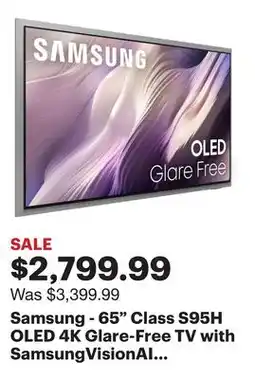 Best Buy Samsung - 65 Class S95H OLED 4K Glare-Free TV with SamsungVisionAI (2026) offer