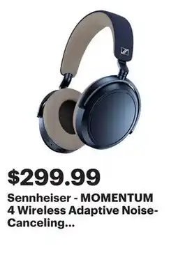 Best Buy Sennheiser - MOMENTUM 4 Wireless Adaptive Noise-Canceling Over-The-Ear Headphones - Denim offer