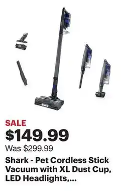 Best Buy Shark - Pet Cordless Stick Vacuum with XL Dust Cup, LED Headlights, Up to 40 min Runtime - Blue Iris offer