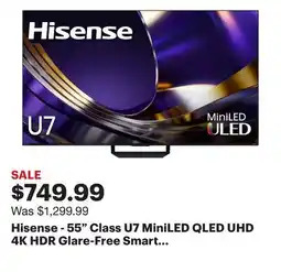 Best Buy Hisense - 55 Class U7 MiniLED QLED UHD 4K HDR Glare-Free Smart Google TV with Gemini (2026) offer