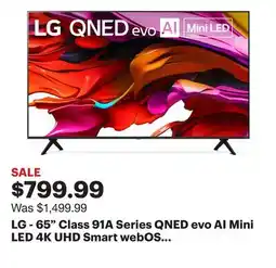 Best Buy LG - 65 Class 91A Series QNED evo AI Mini LED 4K UHD Smart webOS TV (2025) offer