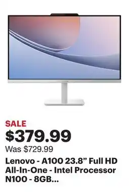 Best Buy Lenovo - A100 23.8 Full HD All-In-One - Intel Processor N100 - 8GB Memory - 256GB SSD - Cloud Grey offer
