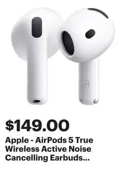 Best Buy Apple - AirPods 5 True Wireless Active Noise Cancelling Earbuds with Wireless Charging Case - White offer