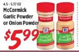 Rouses McCormick garlic powder or onion powder offer