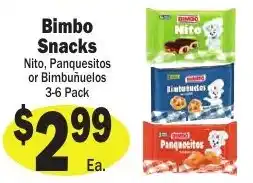 Sellers Bros Bimbo Snacks Nito, Panqueitos or Bimbuñuelos offer