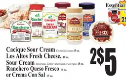Baja Ranch Cacique Sour Cream, Los Altos Fresh Cheese, Sour Cream, Ranchero Queso Fresco or Crema Con Sal offer