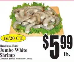 Baja Ranch Headless, Raw Jumbo White Shrimp offer