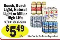 Sellers Bros Busch Busch Light Natural Light or Miller High Life offer