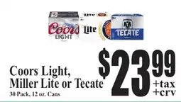 Baja Ranch Coors Light, Miller Lite or Tecate offer