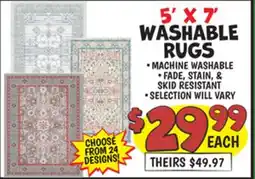 Ollie's 5' X 7' WASHABLE RUGS offer