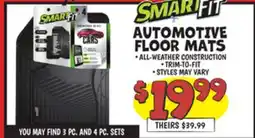 Ollie's SMARTFIT AUTOMOTIVE FLOOR MATS offer